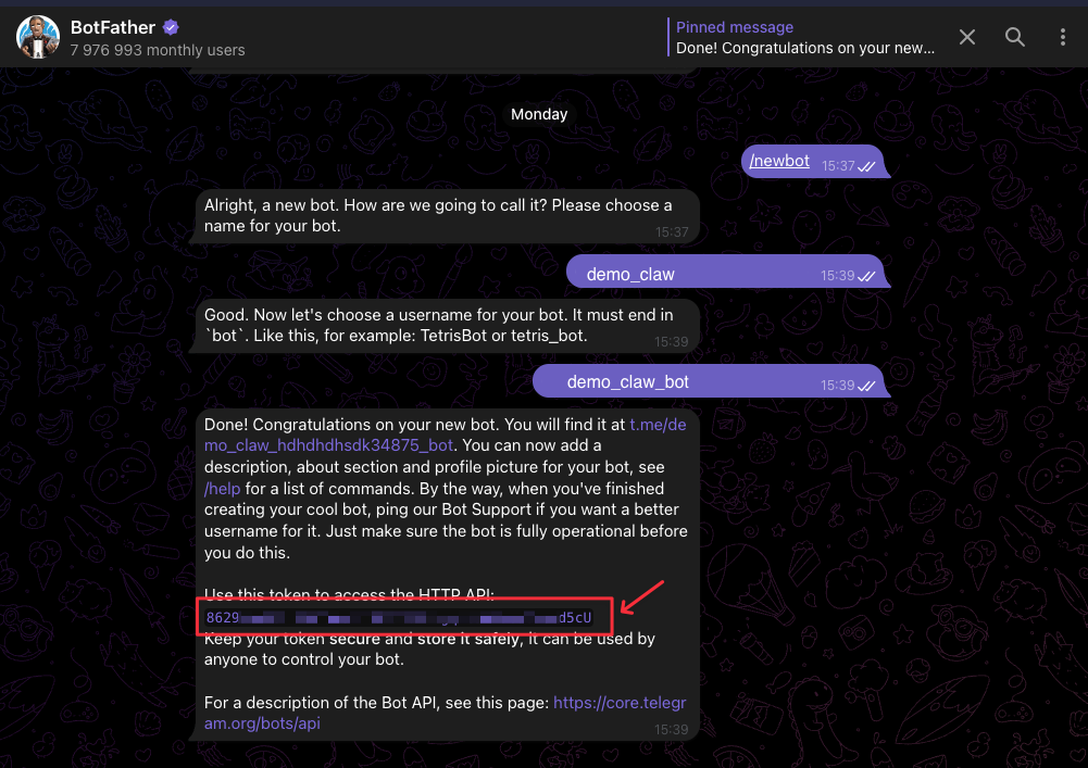 Get Your Bot Token from BotFather